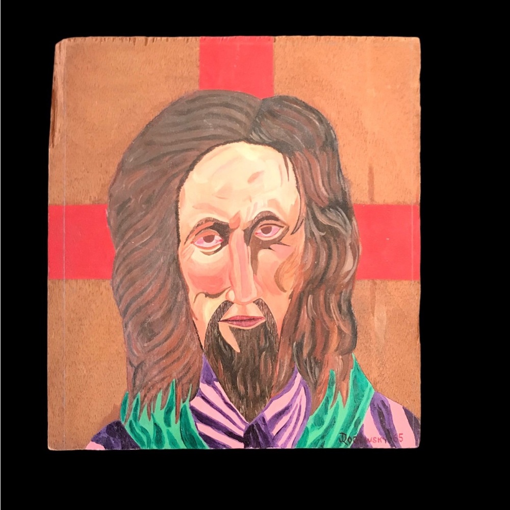 Abstract Religious Christanity Portrait Art on Wood Panel